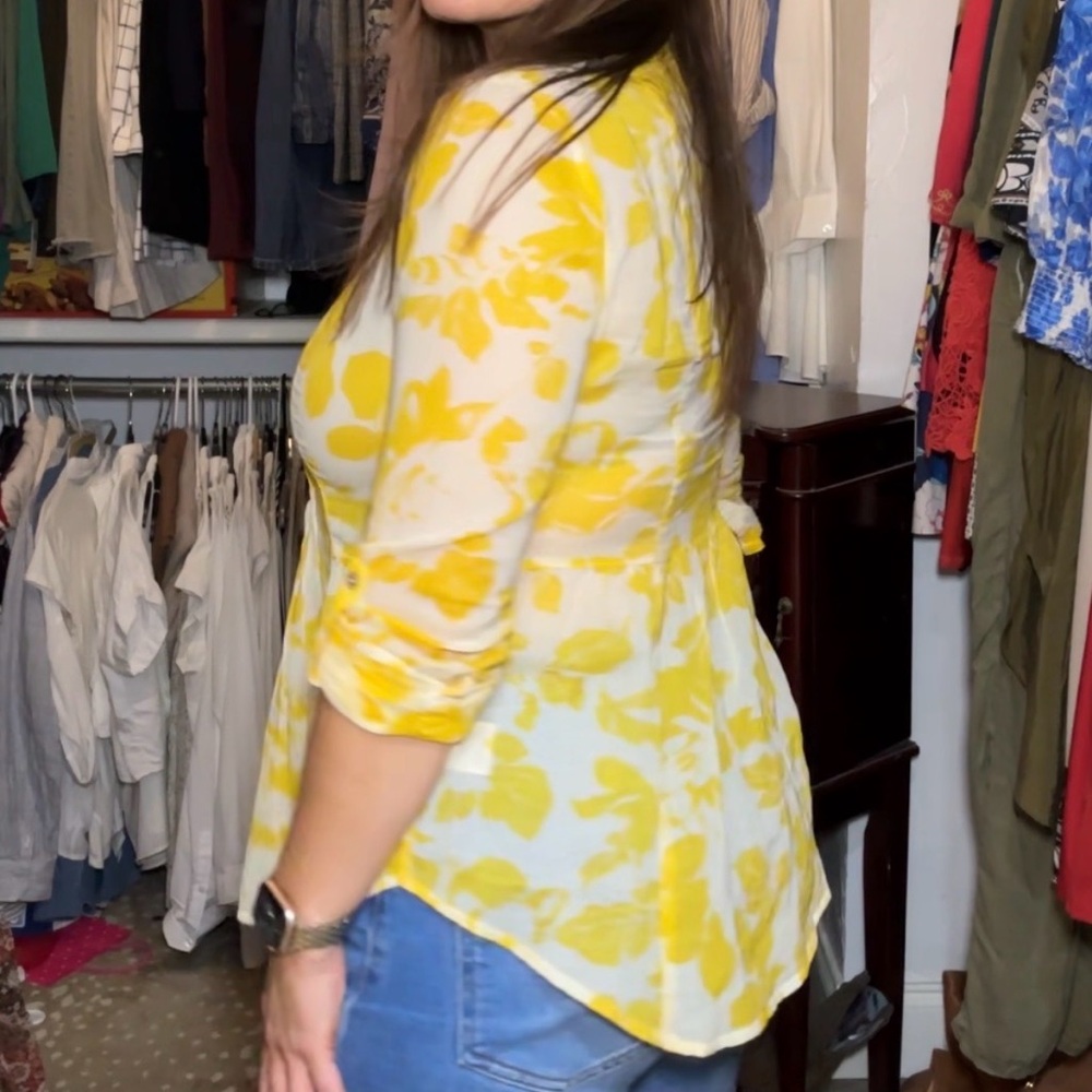 Maeve Yellow Floral Button-Up Blouse - Picture 3 of 5